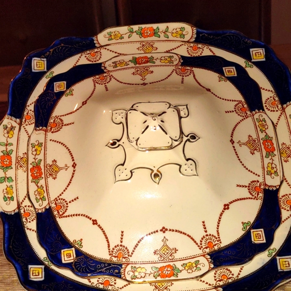 ( 2 ) Lidded Serving Dishes : Vintage 1930's Myott Sons &   Co , Imari